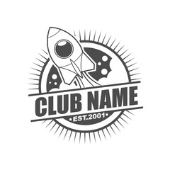 Vector logo, badge, symbol, icon template design with Space Adventure Theme
