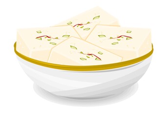 Barfi indian Sweet Dish Food Vector