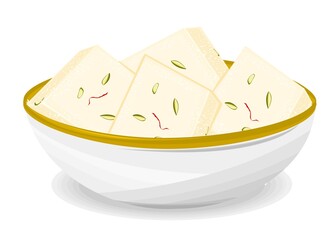 Barfi indian Sweet Dish Food Vector