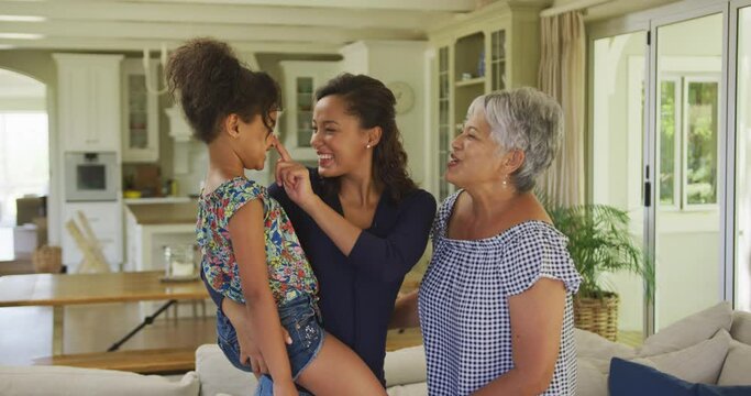 Multi-generation family spending time together at home
