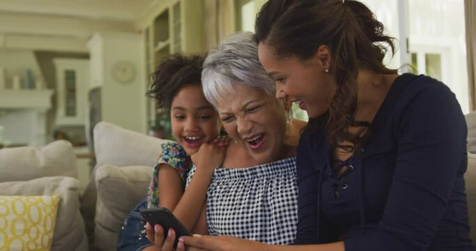 Multi-generation family spending time together at home