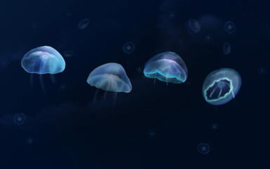 varieties of jellyfish at depth
