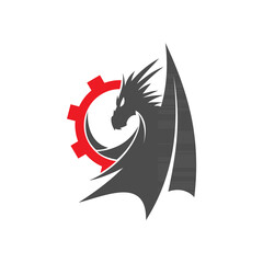 Vector logo, badge, symbol, icon template design with Dragon Theme

