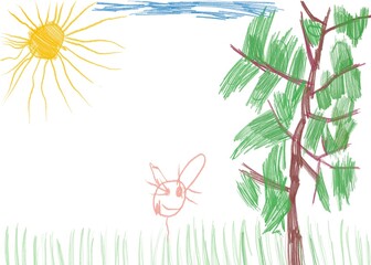 children's drawing nature and animals
