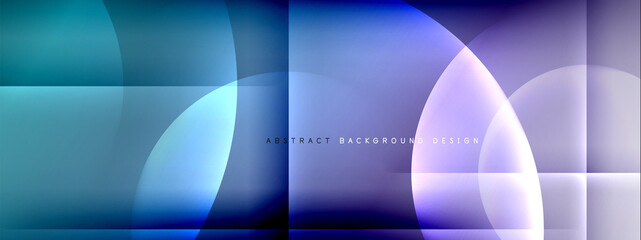 Vector abstract background - circle and cross on fluid gradient with shadows and light effects. Techno or business shiny design templates for text