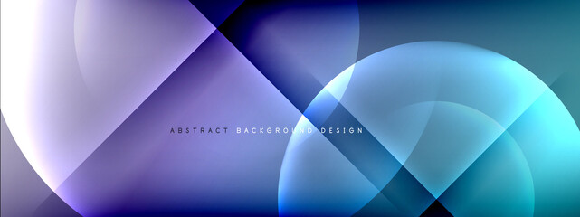 Vector abstract background - circle and cross on fluid gradient with shadows and light effects. Techno or business shiny design templates for text