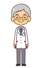 Fototapeta premium 医者 ドクター シニア男性 イラスト