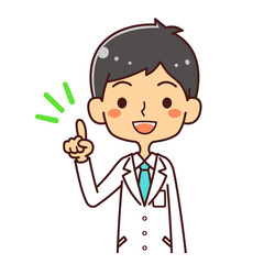 医者　ドクター　若い男性　指差し　イラスト