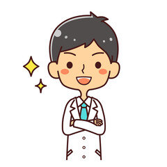 医者　ドクター　若い男性　やる気　イラスト