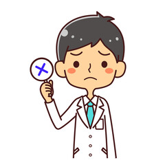 医者　ドクター　若い男性　×　バツ　イラスト