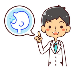医者　ドクター　若い男性　吹き出し　「うがい」