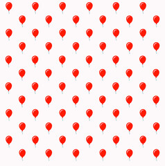 red round balloon with thread below on a white background repeat pattern
