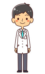 Fototapeta premium 医者 ドクター 若い男性 イラスト