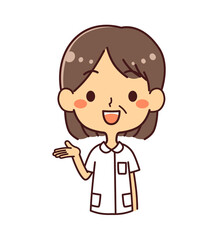 ナース　看護師　ミドル女性　提案　案内　イラスト