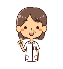 ナース　看護師　ミドル女性　指差し　イラスト