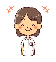 ナース 看護師 ミドル女性 指差し イラスト Wall Mural 卯月つくし