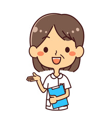 ナース　看護師　ミドル女性　提案　案内　イラスト