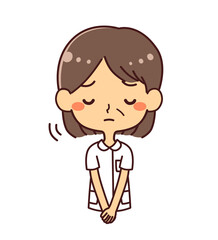 ナース　看護師　ミドル女性　謝罪　イラスト