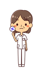 ナース　看護師　ミドル女性　×　バツ　イラスト