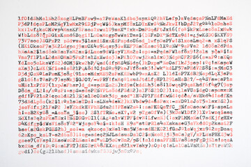 Characters written with a typewriter