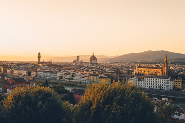 Fototapeta na wymiar Panorama während eines Sonnenuntergangs über Florenz, Italien