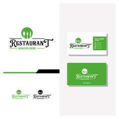 Restaurant logo design and business card vector