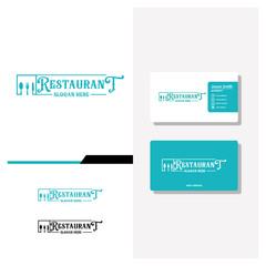 Restaurant logo design and business card vector