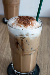 Double glass of milk coffee