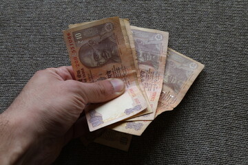 Indian paper money on the table
