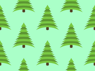 Christmas tree seamless pattern. Holiday time green fir tree. Festive background for Christmas decorations, greeting cards and banners. Vector illustration