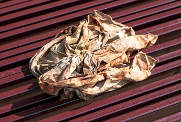 An old rag at a construction site.