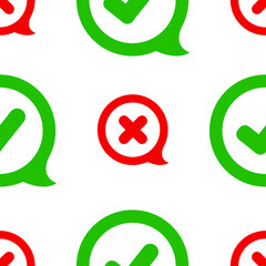 Seamless patterns with tick and cross sign