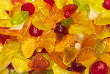Assorted tasty gummy candies.
