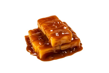 Tasty caramel candy isolated on white background.