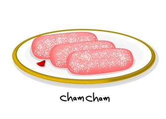 Cham Cham indian Sweet Dish Food Vector
