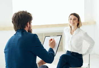 Obraz premium Woman at the reception of a psychologist consultation communication depression