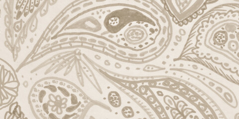 Asian Flowers Style. Rusty Ethnic Leaf Pattern. 