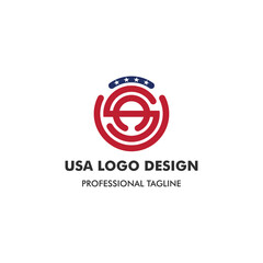 Monogram Letter USA Logo Template Design