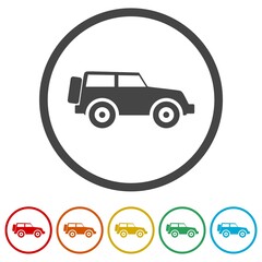 Off-road Car logo ring icon, color set