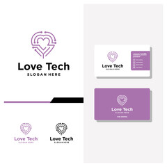 love tech logo design and business card vector