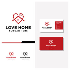 love home logo design and business card vector
