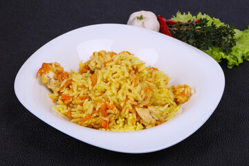 Traditional Pilaf with chicken and carrot