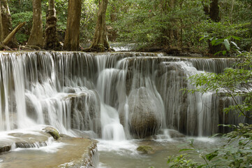 Beautiful waterfall with stones in forest, Thailand