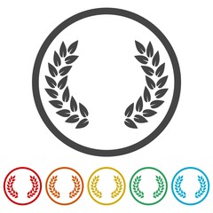 Laurel wreath ring icon, color set