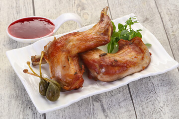 Roasted rabbit legs