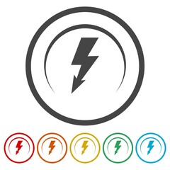 Lightning bolt ring icon, color set