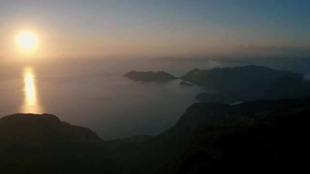 Aerial view of the sunset in Fethiye - &Ouml;l&uuml;deniz.