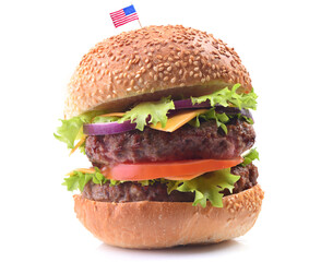 American hamburger on a white background