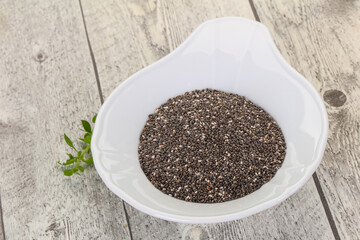 Dietary Chia seeds in the bowl