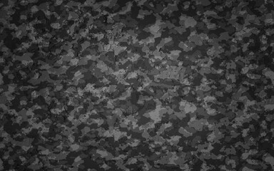 Camouflage  pattern. Trendy style camo,  print. Vector illustration. grey black texture, military army hunting - 387083254